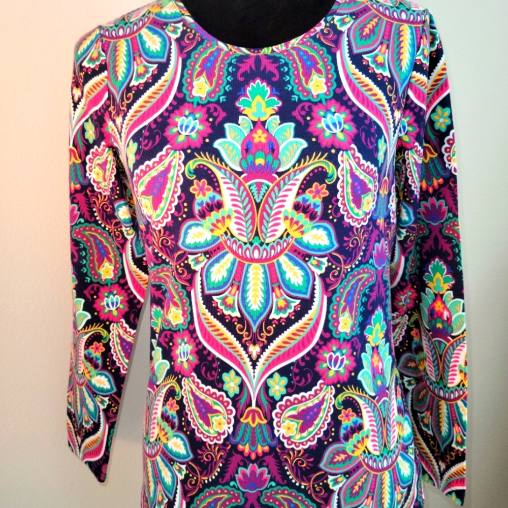 Talbots petite top sz PS purple paisley new